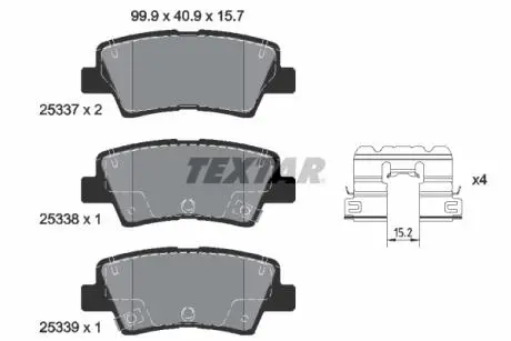 2533709 Гальмівні колодки, дискові TEXTAR подбор по vin на Brocar