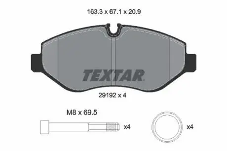 2919209 Комплект гальмівних накладок, дискове гальмо TEXTAR підбір по vin на Brocar