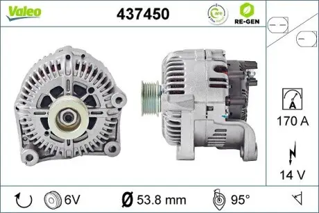 437450 Генератор VALEO підбір по vin на Brocar