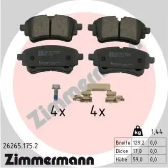 262651752 Колодки гальмівні дискові, к-кт ZIMMERMANN підбір по vin на Brocar