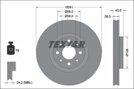 92344703 Гальмівний диск TEXTAR підбір по vin на Brocar