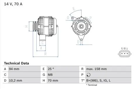 0986045891 Генератор BOSCH підбір по vin на Brocar