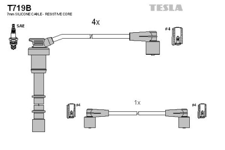 T719B Комплект кабелiв запалювання TESLA підбір по vin на Brocar