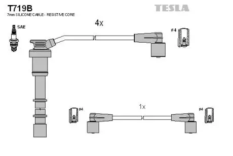 T719B Комплект кабелiв запалювання TESLA подбор по vin на Brocar