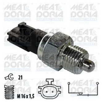 36042 MEATDORIA RENAULT Выключатель света заднего хода (черный) Megane 02-, NISSAN Almera, Primera, Qashqai, X-Trail. MEAT&DORIA підбір по vin на Brocar