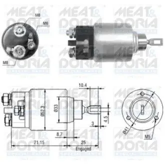 46044 MEATDORIA DB Втягивающее реле стартера W202/210 VW LT 2,3 96- MEAT&DORIA підбір по vin на Brocar
