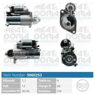 5060253 MEATDORIA OPEL Стартер Astra H, Insignia A MEAT&DORIA підбір по vin на Brocar