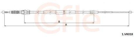 1VK018 Трос ручного гальма лів./прав. (1585mm/810mm) VW JETTA IV 1.2-2.0D 04.10- COFLE підбір по vin на Brocar