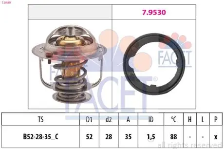78489 Термостат, охлаждающая жидкость FACET підбір по vin на Brocar