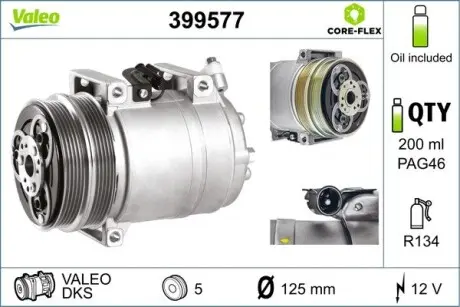399577 Компресор, система кондиціонування повітря VALEO підбір по vin на Brocar