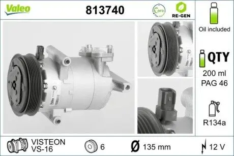 813740 Компресор, система кондиціонування повітря VALEO підбір по vin на Brocar