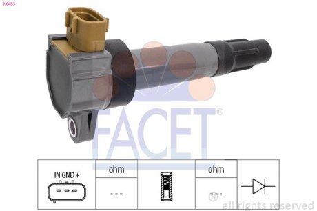 96453 Котушка системи запалювання FACET підбір по vin на Brocar