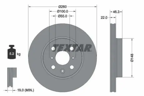 92346103 Гальмівний диск TEXTAR підбір по vin на Brocar