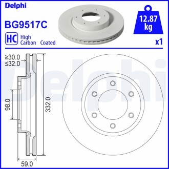 BG9517C Диск гальмівний FORD Ranger Raptor "F "15>> DELPHI подбор по vin на Brocar