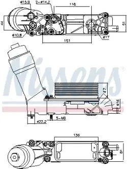 91335 Радіатор масляний з корпусом масляного фільтра NISSENS подбор по vin на Brocar