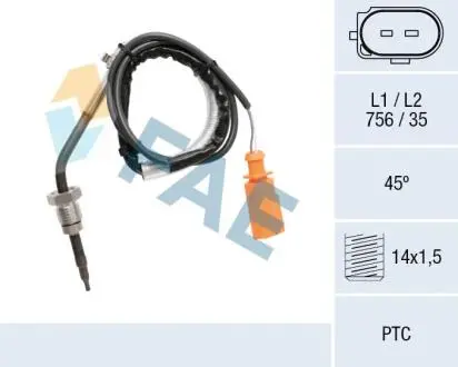 68064 Датчик, температура відпрацьованих газів FAE підбір по vin на Brocar