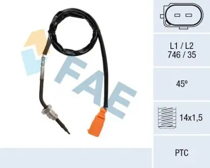 68035 Датчик, температура відпрацьованих газів FAE підбір по vin на Brocar