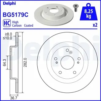 BG5179C Гальмівний диск DELPHI підбір по vin на Brocar