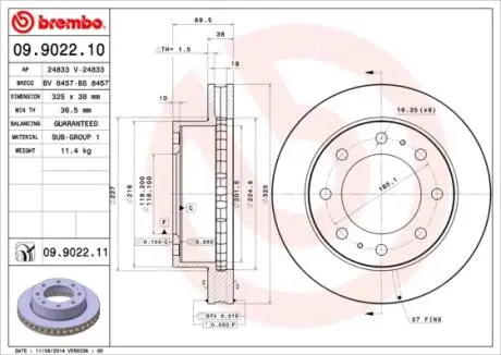 09902211 Тормозной диск BREMBO подбор по vin на Brocar