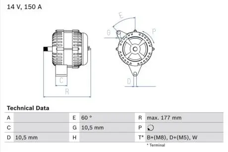 0986047210 Генератор BOSCH підбір по vin на Brocar