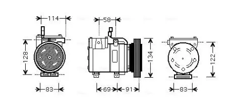 HYAK199 Компрессор HYUNDAI GETZ (2002) 1.6 (AVA) AVA COOLING підбір по vin на Brocar