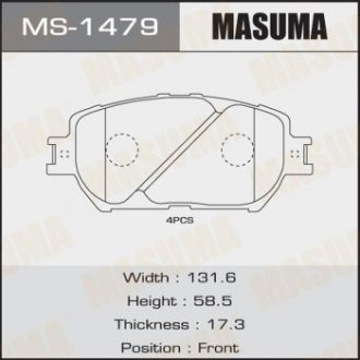MS1479 Колодка тормозная передняя (MS1479) MASUMA MASUMA подбор по vin на Brocar