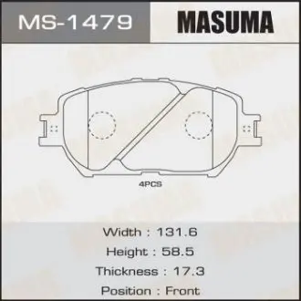 MS1479 Колодки гальмівні передн (MS-1479) MASUMA MASUMA підбір по vin на Brocar