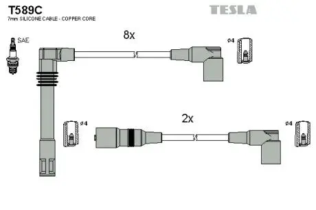 T589C Комплект кабелiв запалювання TESLA подбор по vin на Brocar