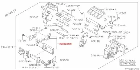 72130AJ010 Радіатор печі салону SUBARU підбір по vin на Brocar
