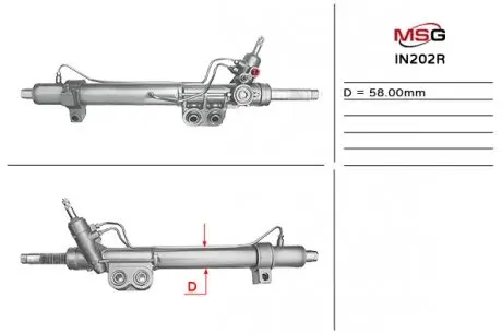 IN202R Рульова рейка з ГПК відновлена INFINITY QX 56 04-NISSA PATHFINDER (R51) 05-,NISSAN ARMADA 03-,NISSAN TITAN 03- MSG підбір по vin на Brocar