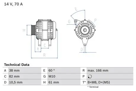 0986039550 Генератор BOSCH підбір по vin на Brocar