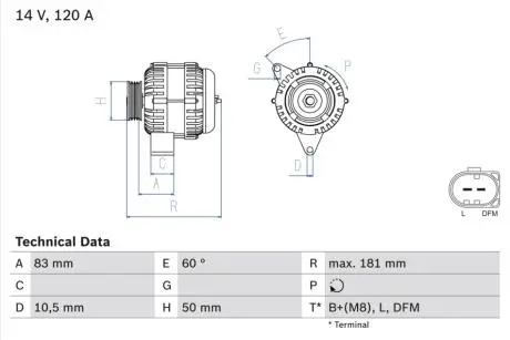 0986047540 Генератор BOSCH підбір по vin на Brocar