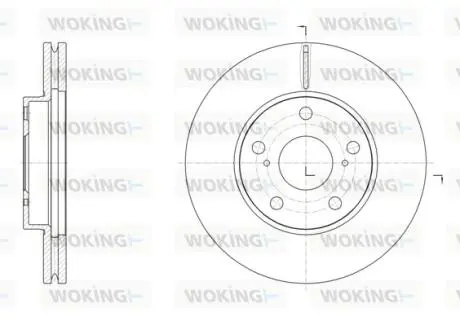 D6153910 Диск тормозной Toyota Corolla Auris 12>18 / перед (кратно 2 шт.) WOKING подбор по vin на Brocar