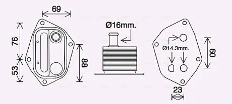 HY3459 Радіатор масляний HYUNDAI ACCENT/ KIA CERATO (2004) (вир-во AVA) AVA COOLING підбір по vin на Brocar