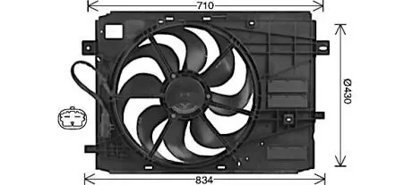 PE7561 Вентилятор радіатора охолодження двигуна Citroen Berlingo (12-)/Peugeot 308, 3008, Partner (14-) (PE7561) AVA AVA COOLING підбір по vin на Brocar