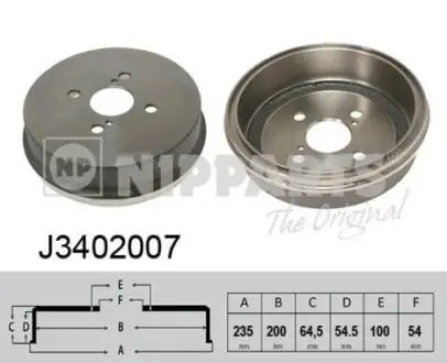 J3402007 Гальмiвнi барабани NIPPARTS подбор по vin на Brocar