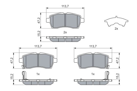 0986460075 Колодки гальмівні дискові SUZUKI Ignis \'\'F \'\'16>> BOSCH подбор по vin на Brocar