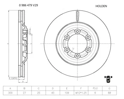 0986479V29 Тормозной диск BOSCH підбір по vin на Brocar