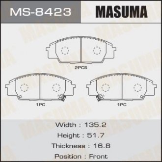 MS8423 Колодка тормозная передн HONDA CIVIC VIII, FR-V (MS8423) MASUMA MASUMA подбор по vin на Brocar