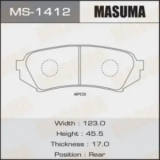 MS1412 Колодки гальмівні (MS-1412) MASUMA MASUMA підбір по vin на Brocar