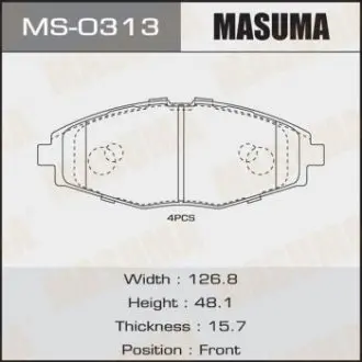 MS0313 Колодки тормозные передн CHERY JAGGI 1.3, 1.1 (06-13)/CHERY QQ 1.0, 0.8, 1.1 (03 MASUMA підбір по vin на Brocar