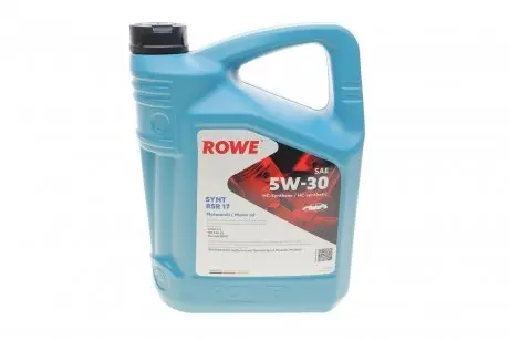 20370005099 Олива моторна HIGHTEC SYNT RSR 17 SAE 5W-30 (5 L) ROWE 20370-0050-99 ROWE подбор по vin на Brocar