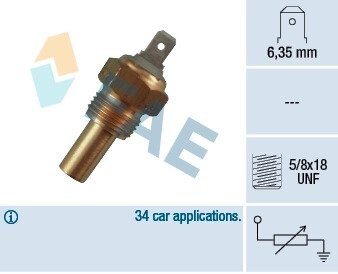 31360 Температурный датчик охлаждающей жидкости FAE підбір по vin на Brocar