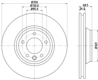 8DD355128071 Диск гальмівний PRO High Carbon перед. прав. Audi Q7 3.0TDI/Porsce Cayenne/VW Touareg 3.0TDI-6.0TDI 09.02- HELLA підбір по vin на Brocar