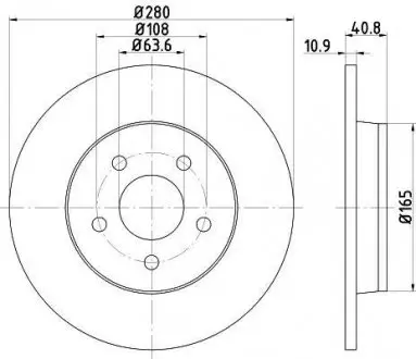 8DD355111401 Диск гальмівний зад.Volvo C30, C70 Ii, S40 Ii, V40, V50 Ford C-Max, Focus C-Max, Focus Ii 1.5-2.5 10.03- HELLA подбор по vin на Brocar