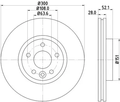 8DD355116221 Гальмівний диск передній Ford Mondeo 1.6-2.5 03.07-01.15 HELLA подбор по vin на Brocar
