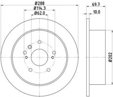 8DD355114991 Диск гальмівний зад. Lexus RX 03-/Toyota Harrier 2.4 97- HELLA подбор по vin на Brocar