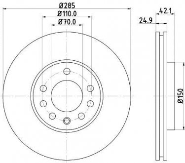 8DD355109241 Диск гальмівний перед. Opel Vectra C 1.8/2.2/1.9 02-> HELLA підбір по vin на Brocar