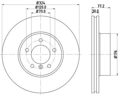 8DD355109921 Диск гальмівний перед. BMW E60/E61 520d-530i 07.03- HELLA подбор по vin на Brocar