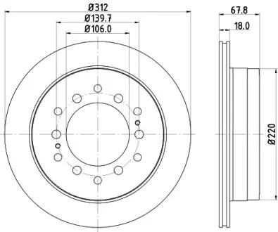 8DD355114861 Диск гальмівний зад. Toyota Land Cruiser 96- HELLA підбір по vin на Brocar